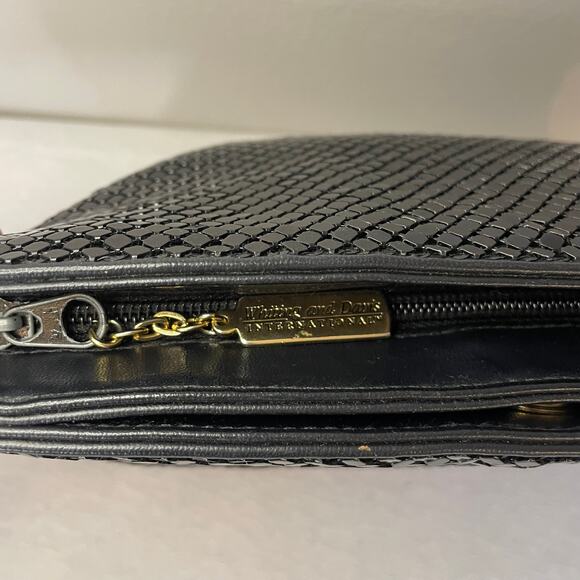 Vintage Whiting and Davis Black Metal Mesh Clutch Purse with Gold Hardware - Picture 3 of 12